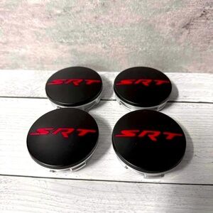 Set 4 SRT Wheel Center Hub Caps Black & Red Charger,Challenger,Durango,63 mm